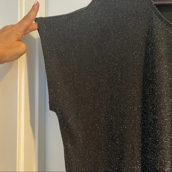 Top tunic XL shorts sleeves small sparkly Camaieu black elastic waist - Picture 2 of 4